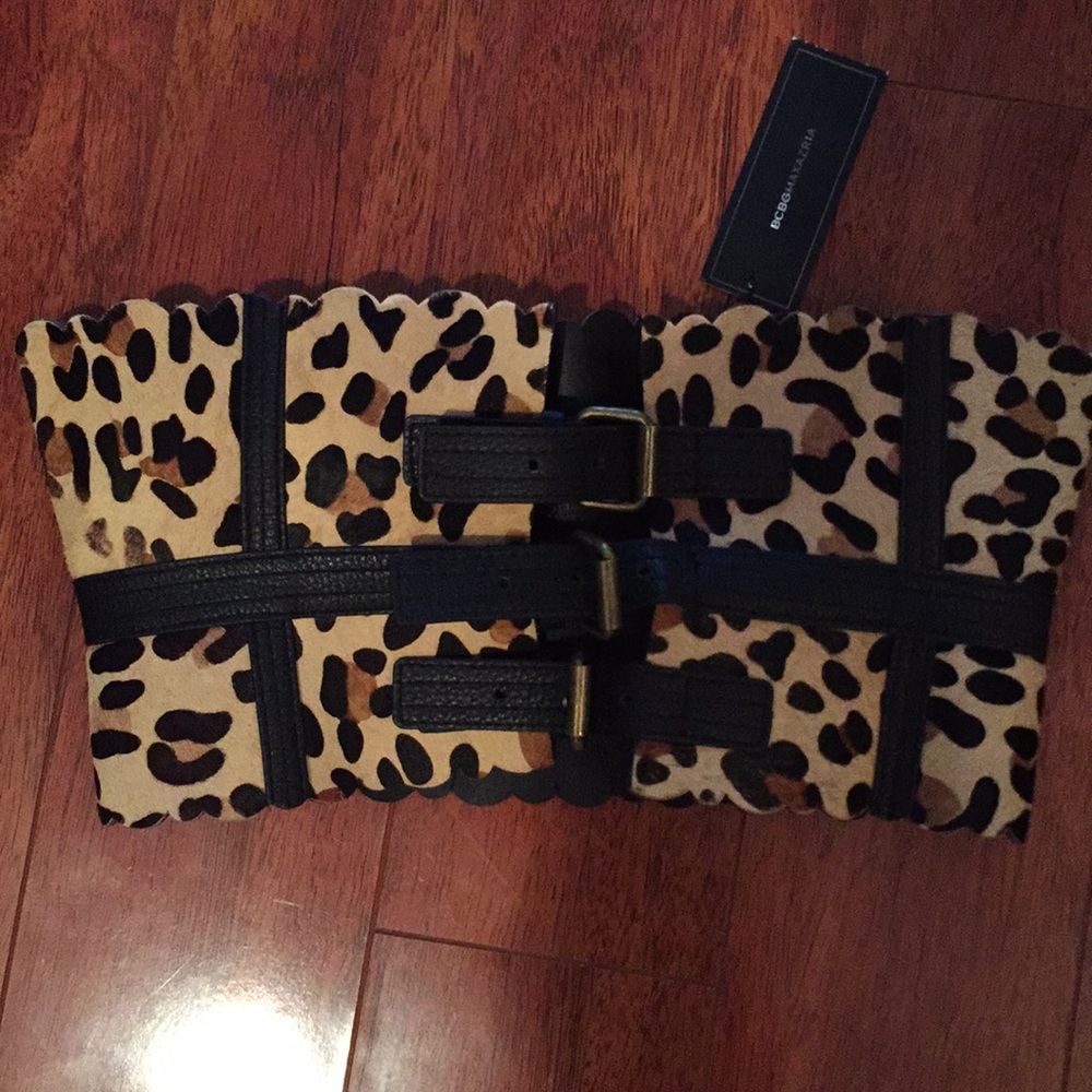 Cheetah print wide belt waist sincher